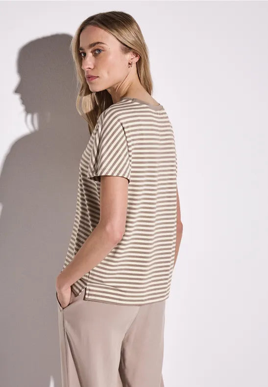 Street One - Crista beigevit randig t-shirt
