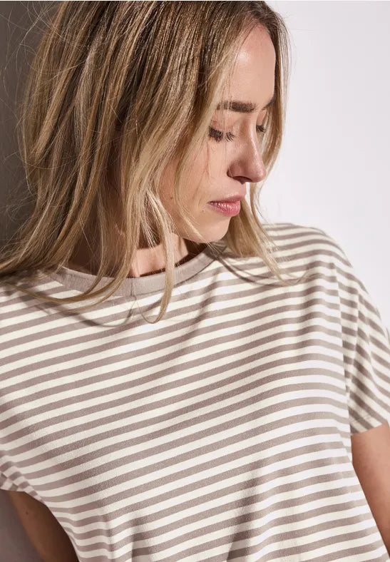 Street One - Crista beigevit randig t-shirt
