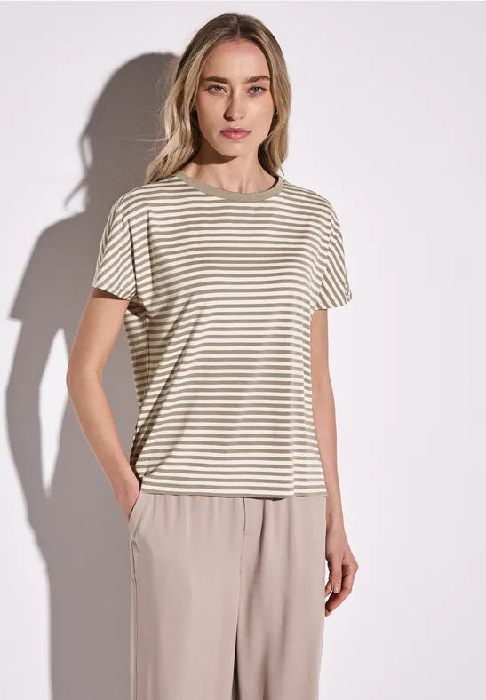 Street One - Crista beigevit randig t-shirt