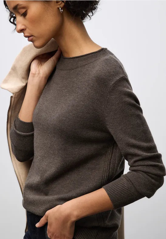 Street One - Dark nomad brown melange pullover