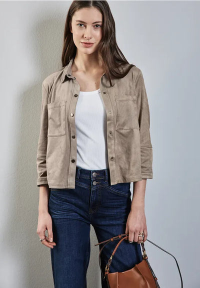 Street One - Beige skjorta i mocka-look