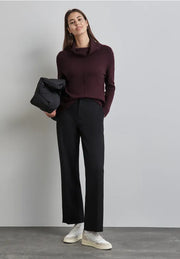 Street One - Vinröd stickad polotröja