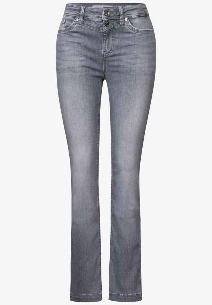 Street One - Grå Bootcut jeans hög midja