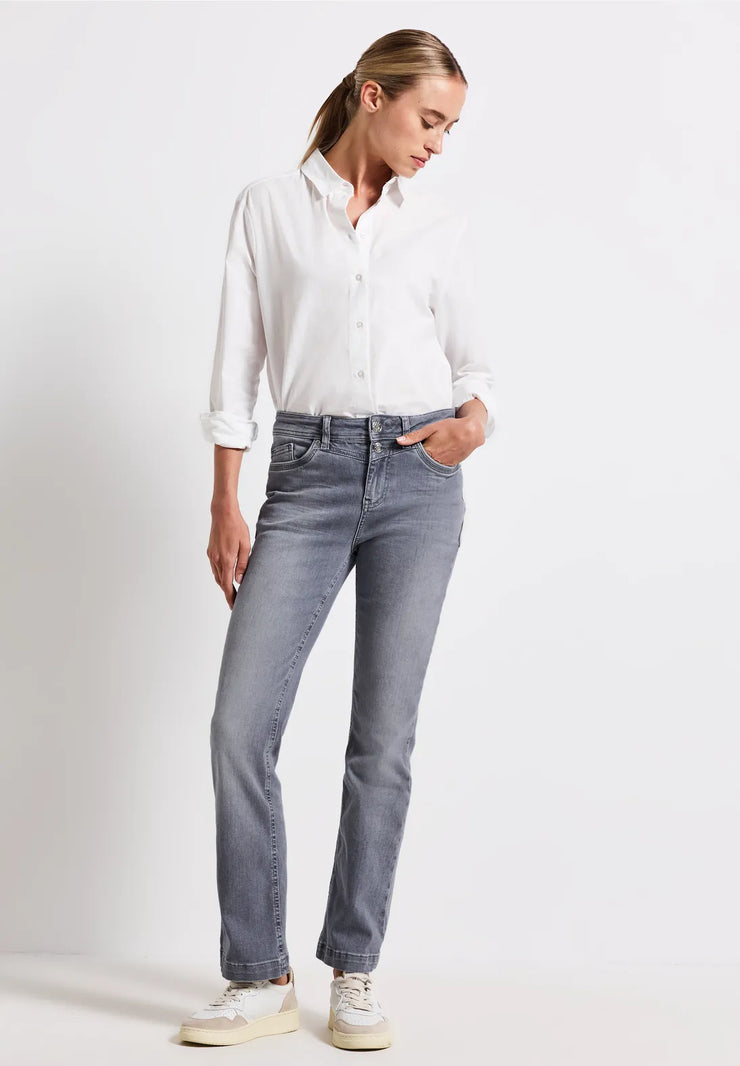 Street One - Grå Bootcut jeans hög midja