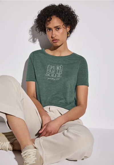 Street One - Grön t-shirt med texttryck
