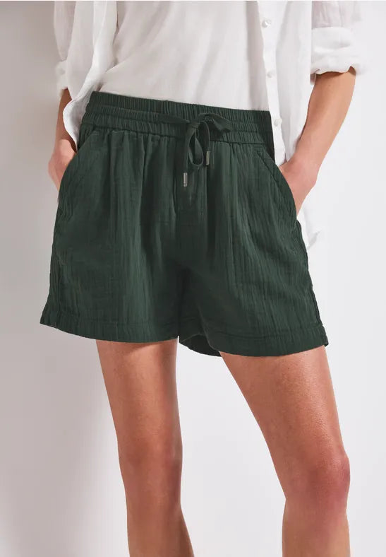Street One - Gröna shorts i bomullsmuslin