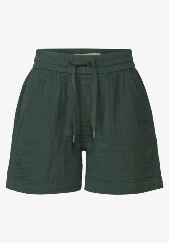 Street One - Gröna shorts i bomullsmuslin