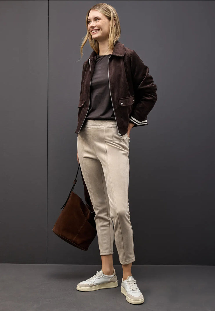 Street One - Hope beige byxa i mocka-look
