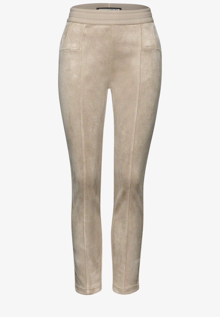 Street One - Hope beige byxa i mocka-look