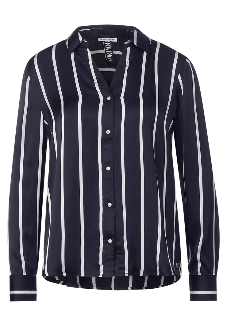 Street One - Randig blus i siden-look