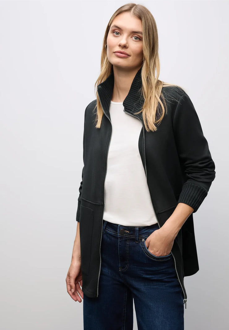 Street One - Svart lång sweatshirtjacka