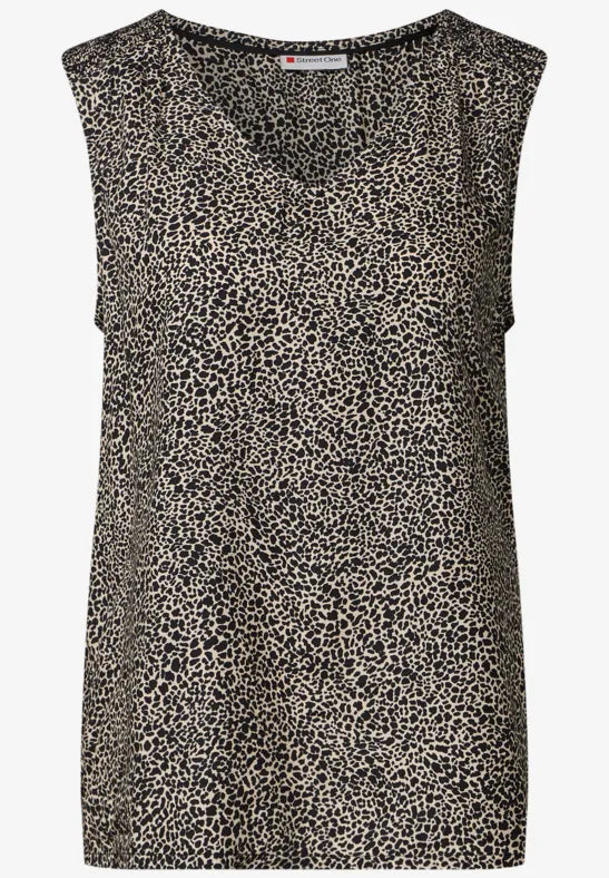 Street One - Leopardmönstrad ärmlös blus
