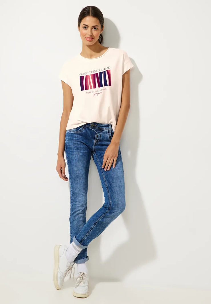 Street One - T-shirt med flocktryck