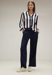 Street One - Randig blus i siden-look