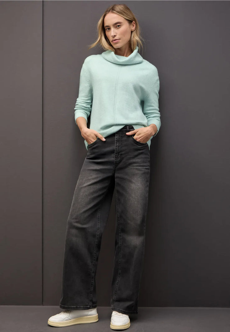 Street One - Mintgrön stickad polotröja