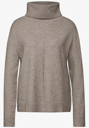 Street One - Beige stickad polotröja