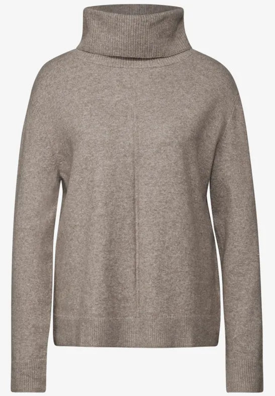 Street One - Beige stickad polotröja