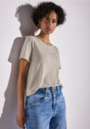 Street One - Beige t-shirt med texttryck