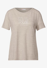 Street One - Beige t-shirt med texttryck
