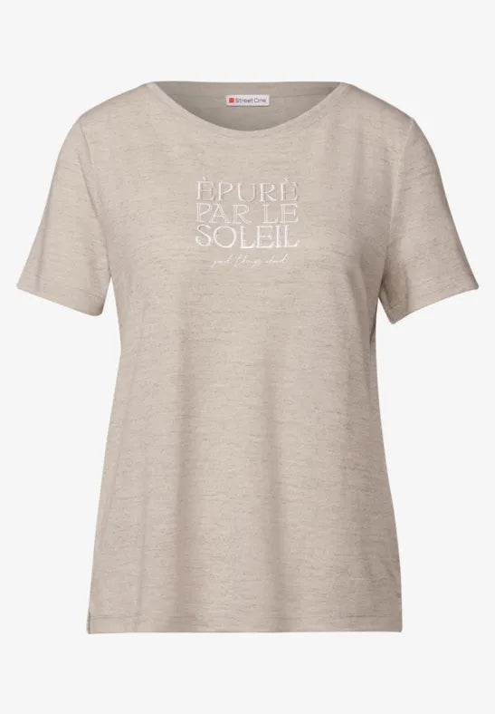 Street One - Beige t-shirt med texttryck