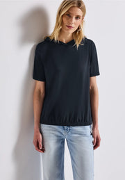 Street One - Mörkblå t-shirt med huva