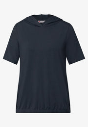 Street One - Mörkblå t-shirt med huva