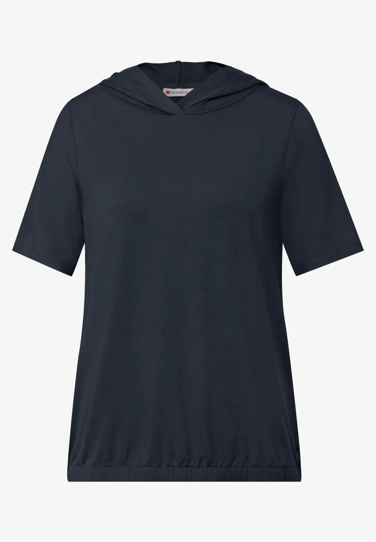 Street One - Mörkblå t-shirt med huva