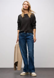 Street One - Mörkbrun tröja med pingvinärm