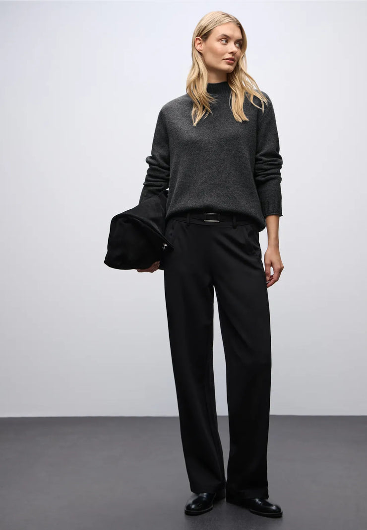 Street One - Mörkgrå stickad polotröja