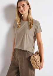 Street One - Beige silverrandig topp