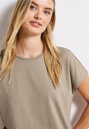 Street One - Beige silverrandig topp