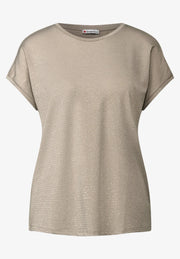 Street One - Beige silverrandig topp