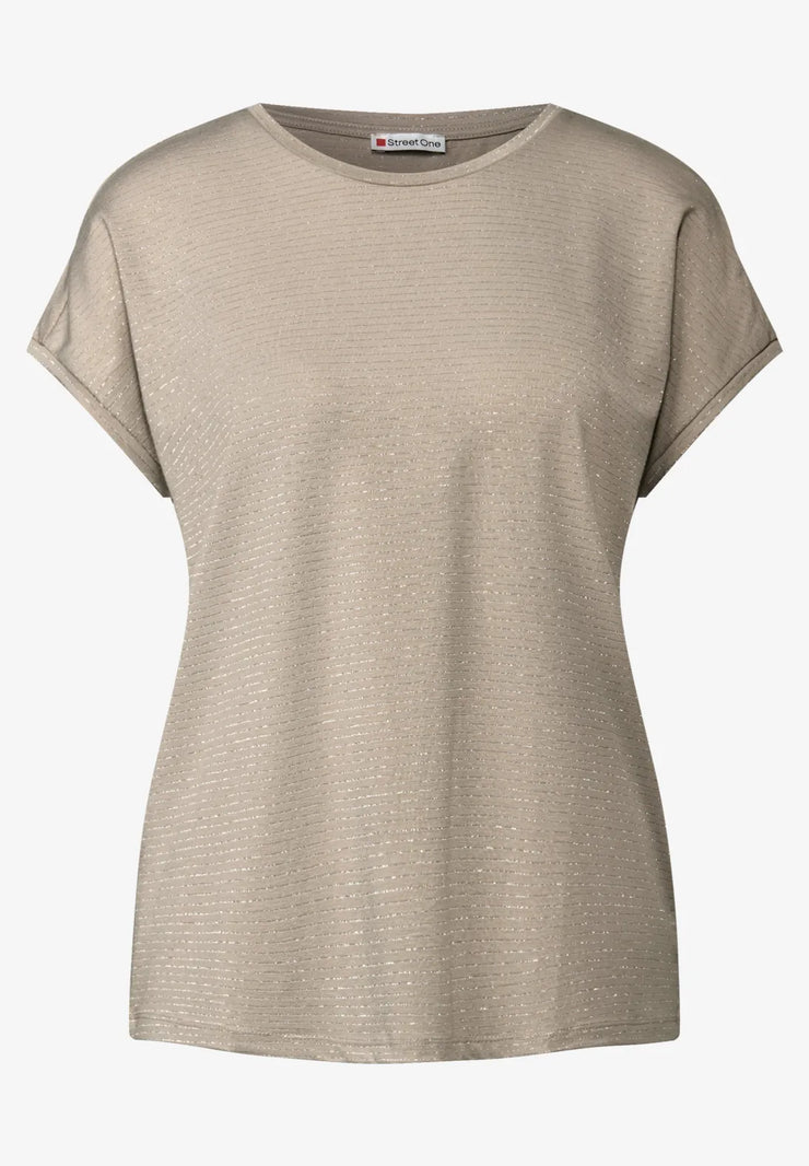 Street One - Beige silverrandig topp