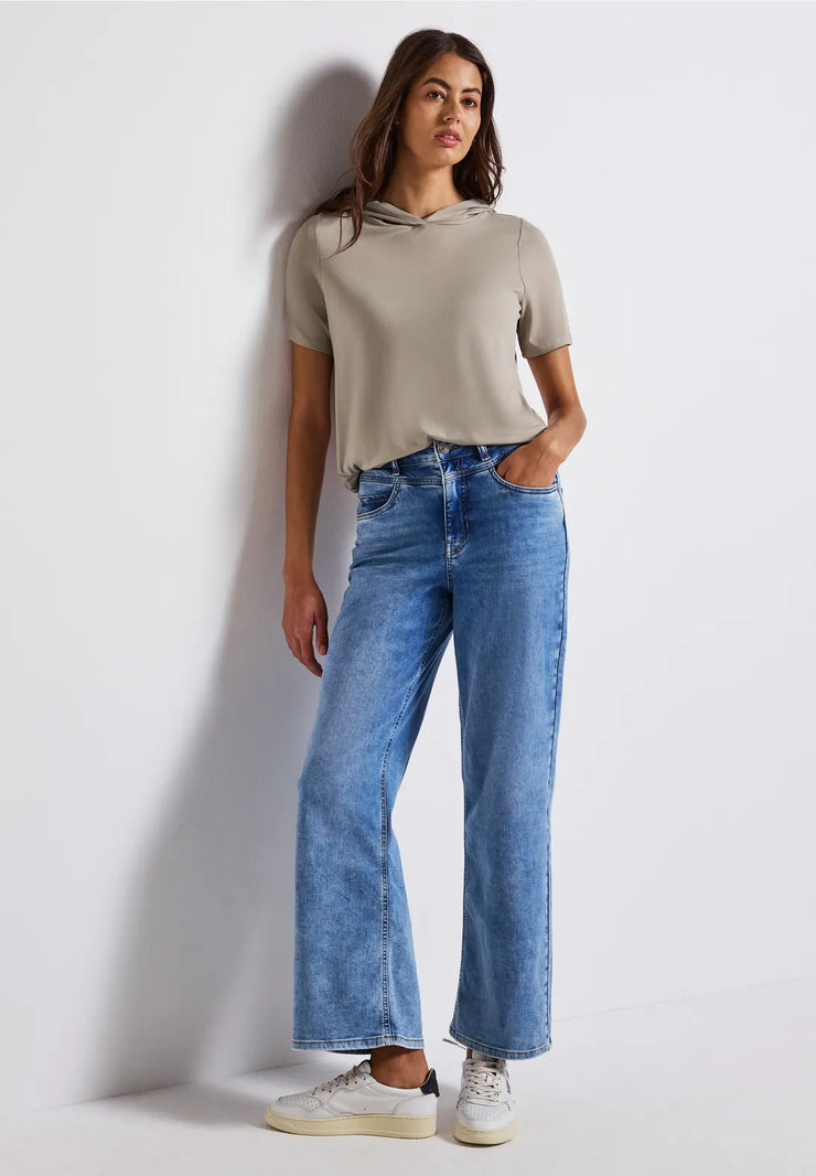 Street One - Beige t-shirt med huva