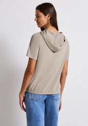 Street One - Beige t-shirt med huva
