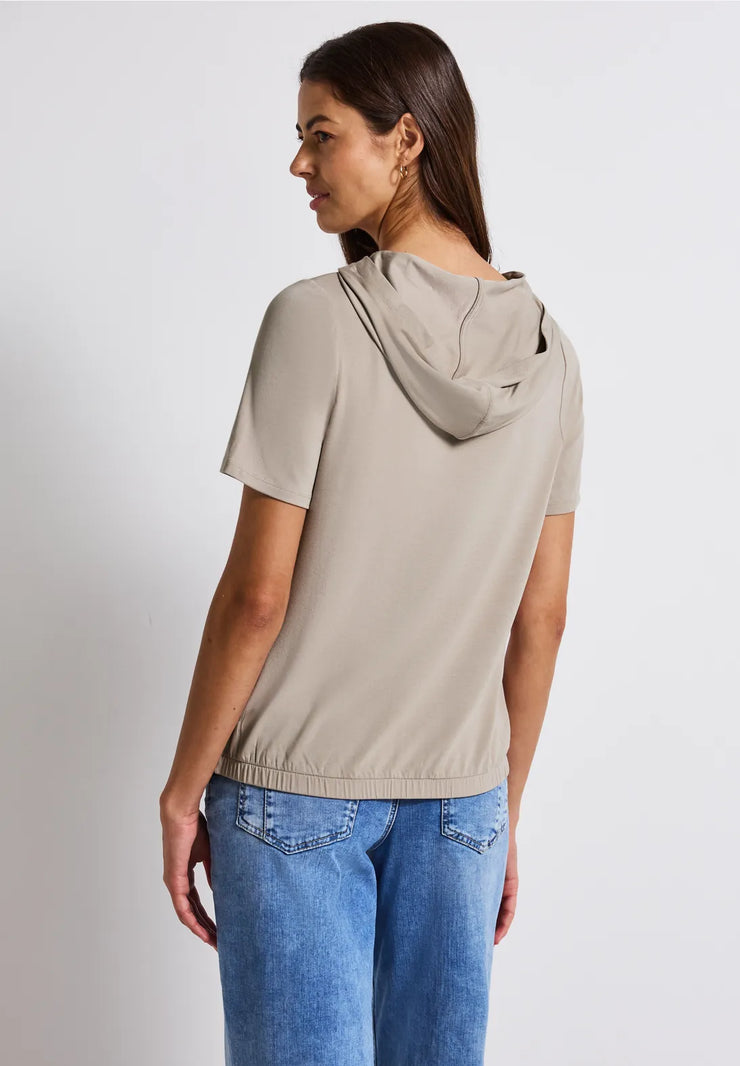 Street One - Beige t-shirt med huva