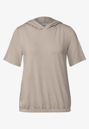 Street One - Beige t-shirt med huva