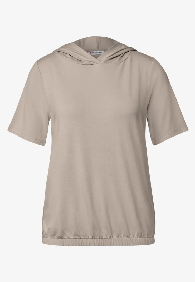 Street One - Beige t-shirt med huva