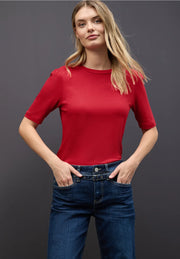 Street One - Röd bastopp med puffärm