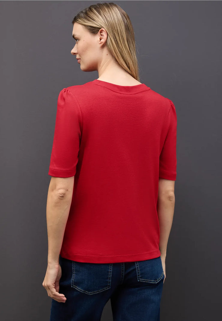 Street One - Röd bastopp med puffärm