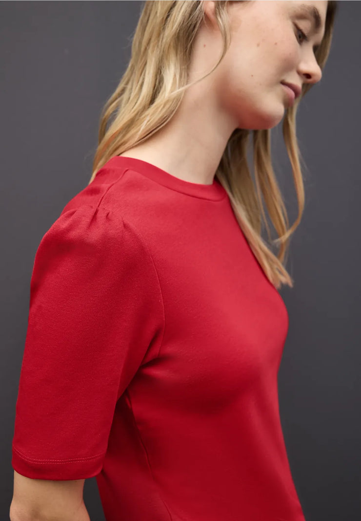 Street One - Röd bastopp med puffärm