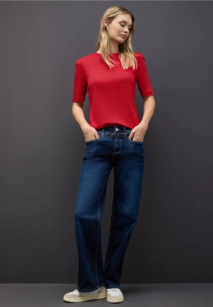 Street One - Röd bastopp med puffärm