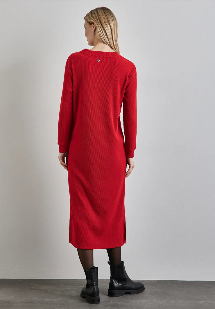 Street One - Röd ribbad klänning