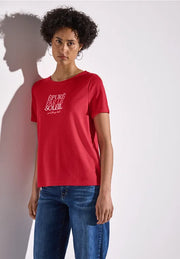 Street One - Röd t-shirt med texttryck
