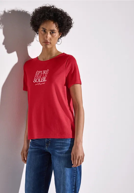 Street One - Röd t-shirt med texttryck
