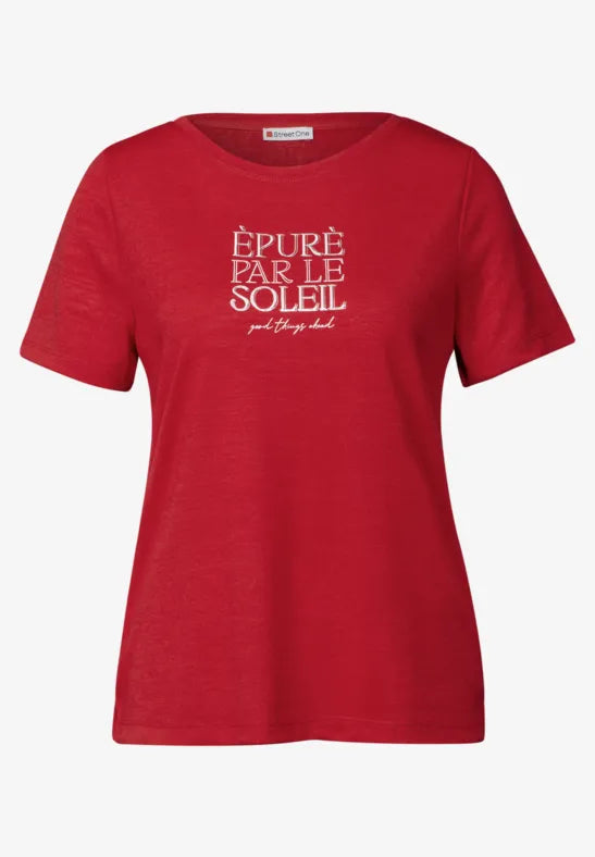 Street One - Röd t-shirt med texttryck