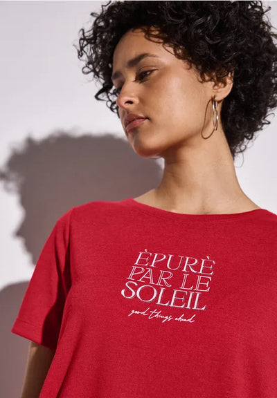 Street One - Röd t-shirt med texttryck