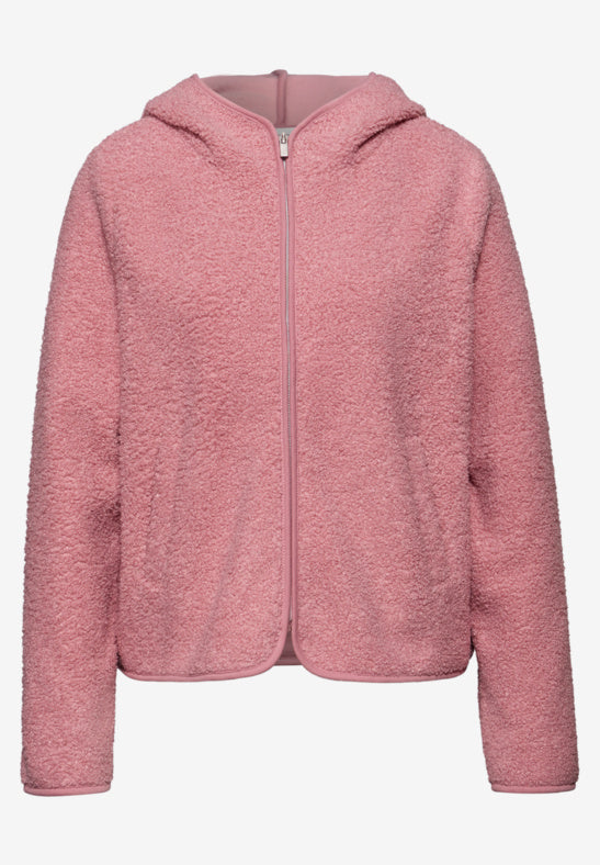 Street One - Rosa teddyjacka med huva