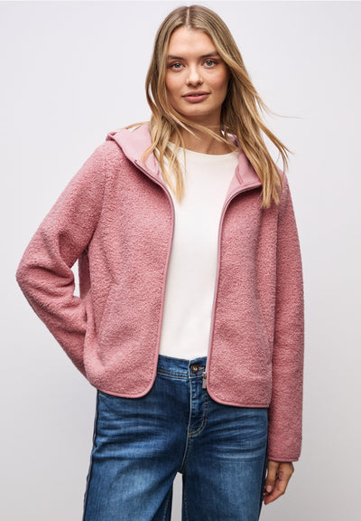 Street One - Rosa teddyjacka med huva