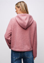 Street One - Rosa teddyjacka med huva